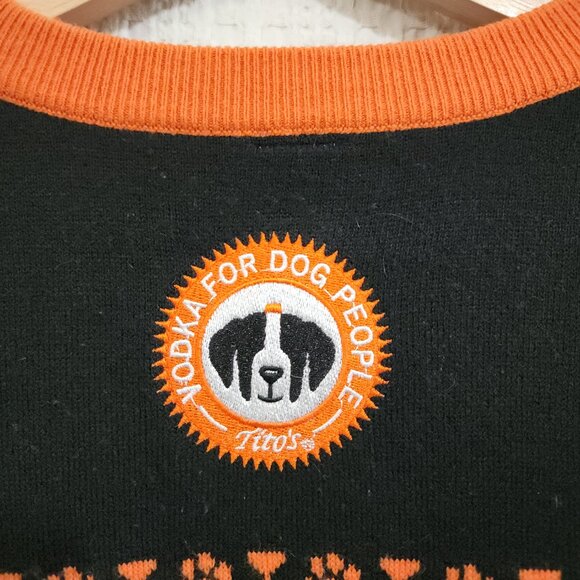 Tito's Vodka Let It Pour Ugly Christmas Sweater Orange Black White Size XXL Men - Picture 9 of 12